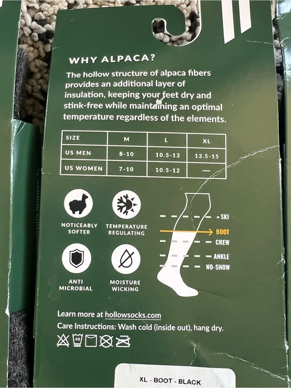 Hollow Alpaca Socks Boot Lot of 3 Pair Grey Black Size XL